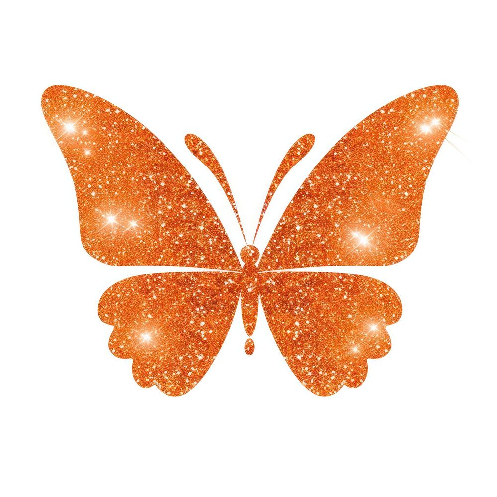 Orange butterfly icon glitter white background accessories.