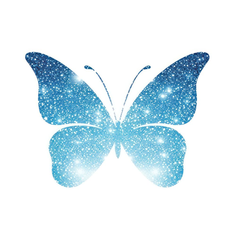 Blue butterfly icon glitter nature art.