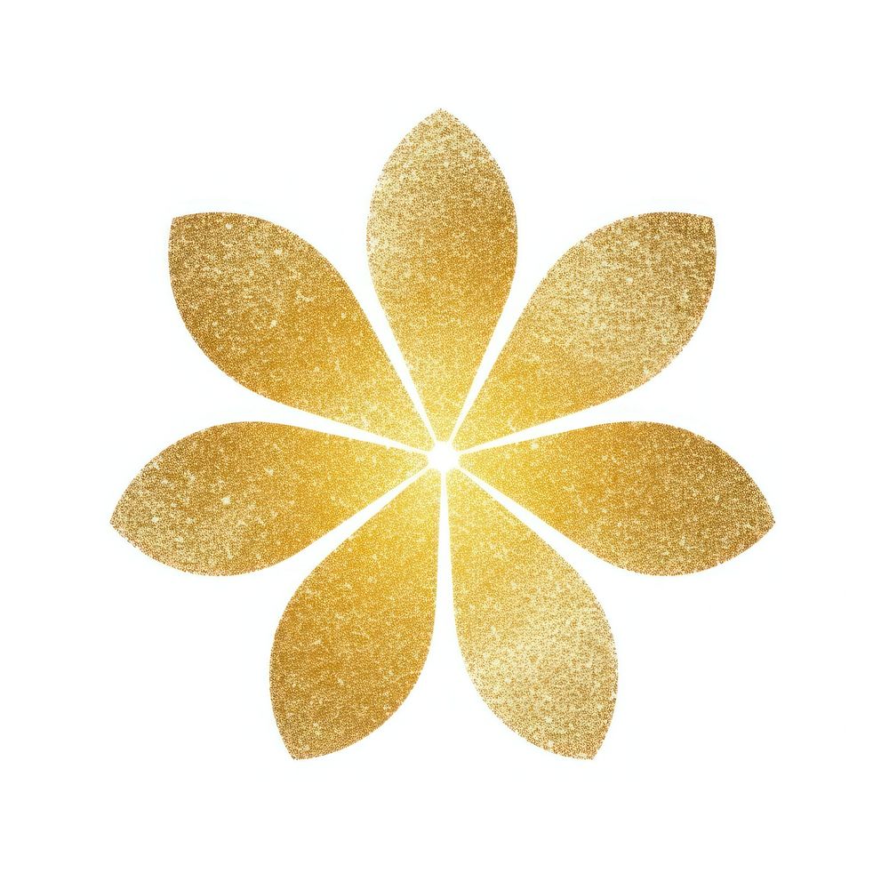Gold flower icon shape plant white background.
