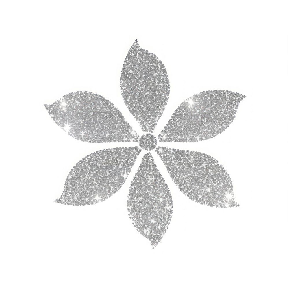 Silver flower icon glitter nature plant.
