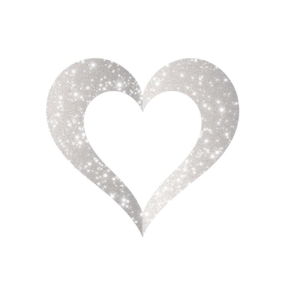 Silver heart icon shape white white background.
