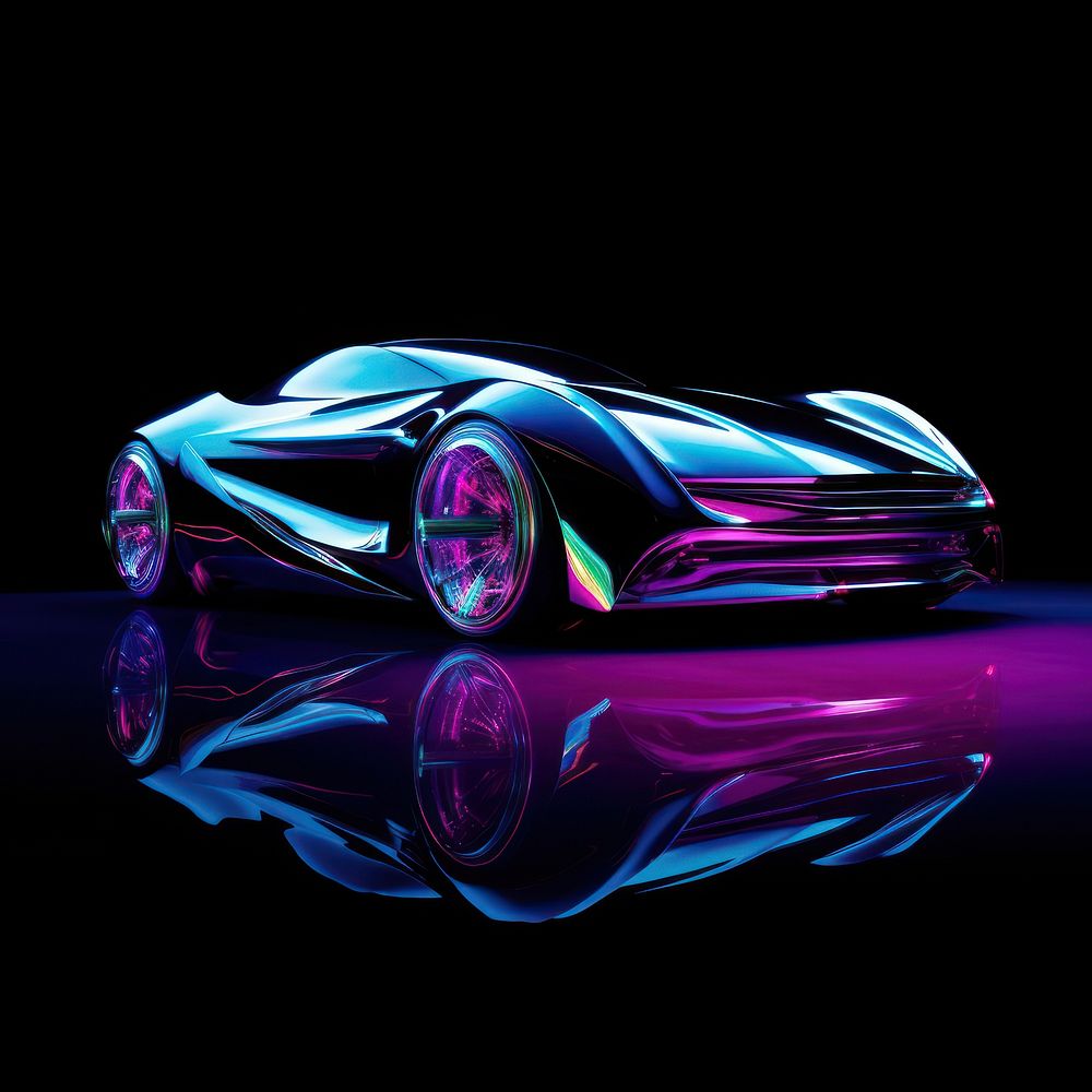 Future car vehicle purple light.
