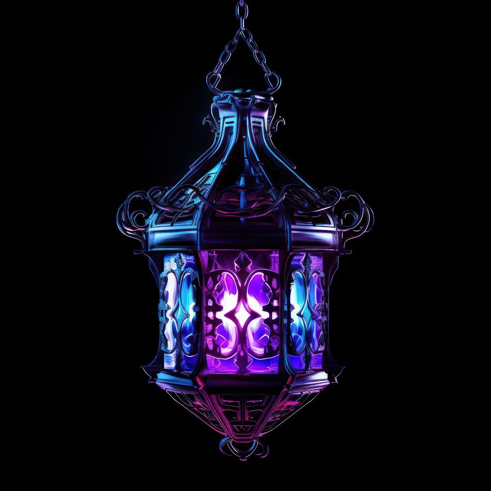 Lantern lighting purple lamp.