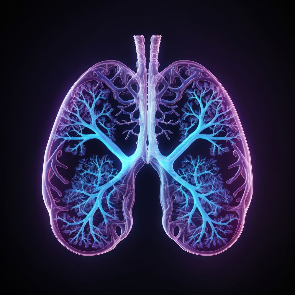 Realistic Lung black background accessories technology.