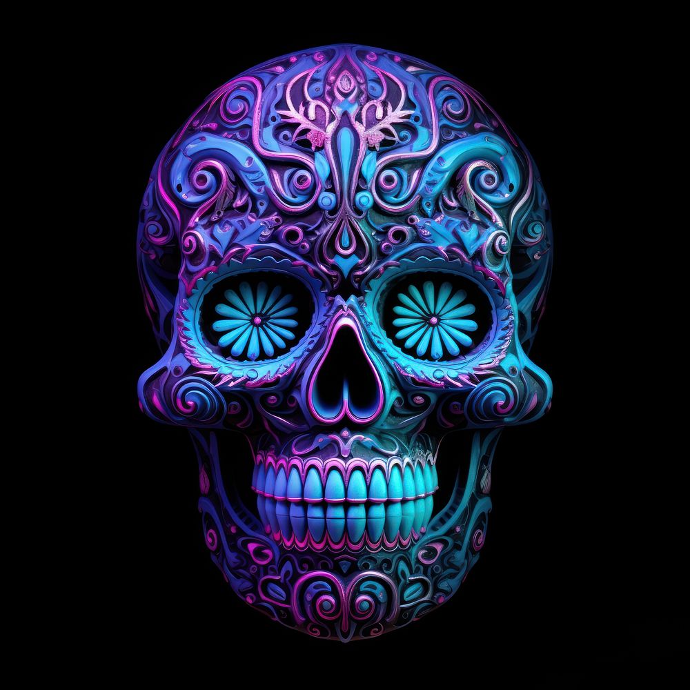 Neon skull pattern purple mask.