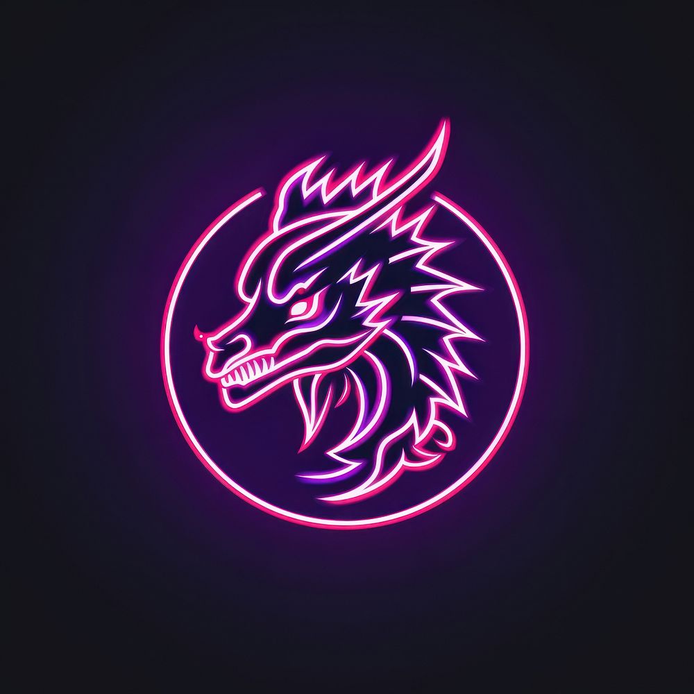 Dragon icon neon purple nature.