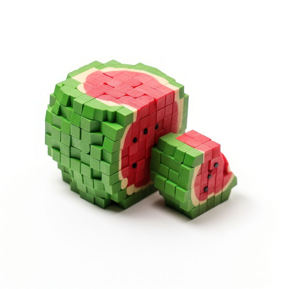 Watermelon bricks toy food white background produce.