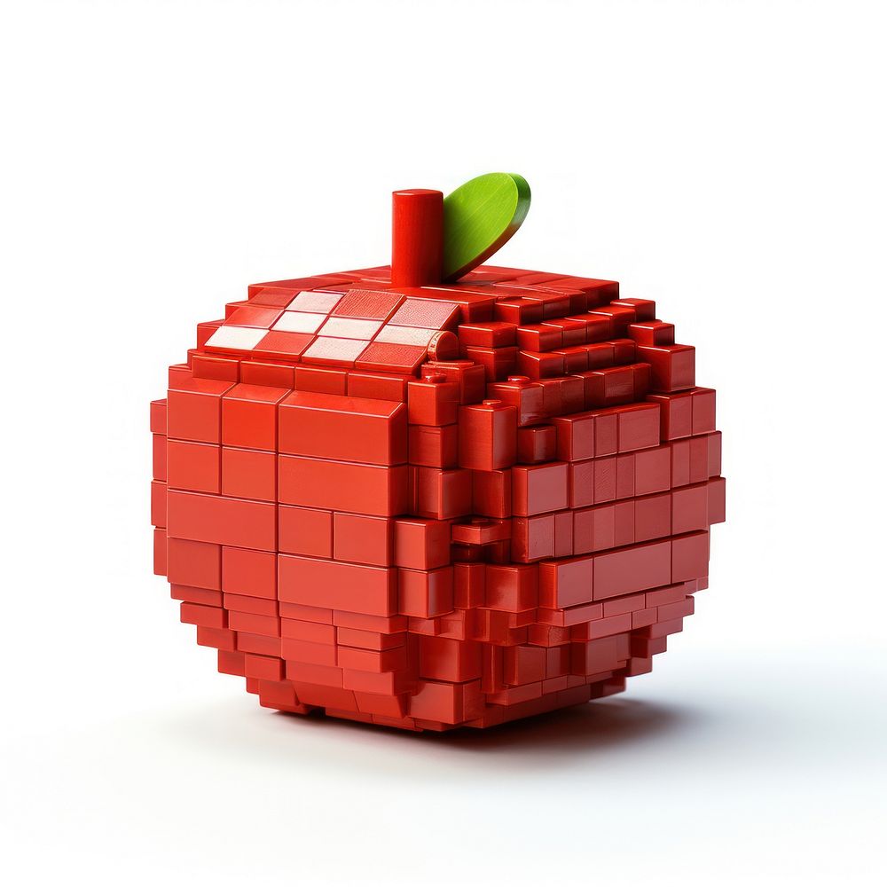 Apple bricks toy art white background technology.