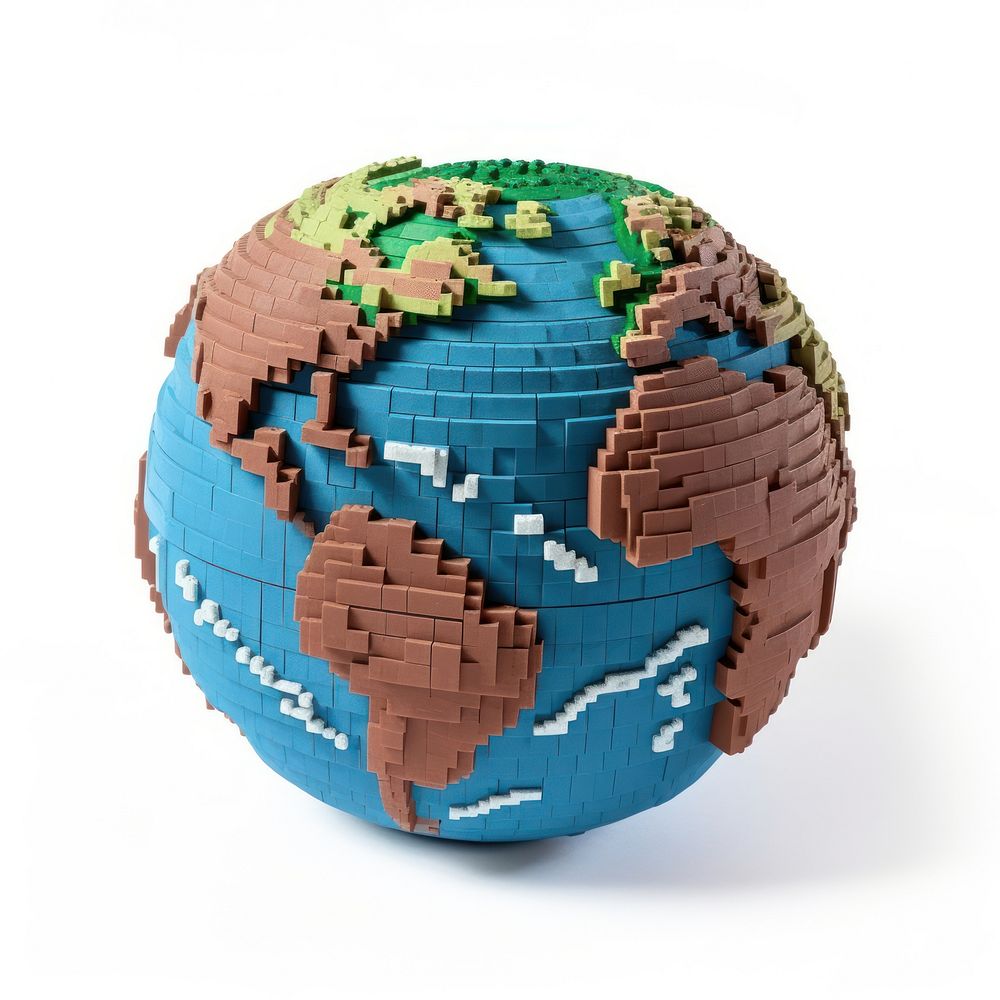 Earth bricks toy sphere planet globe.