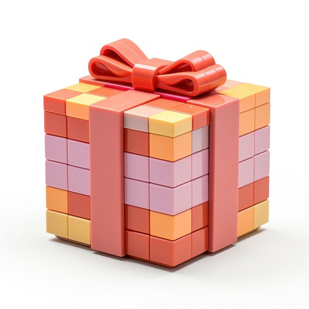 Gift box bricks toy white background celebration anniversary.