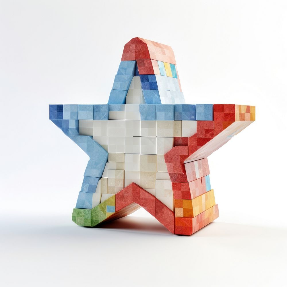 Star bricks toy art symbol white background.