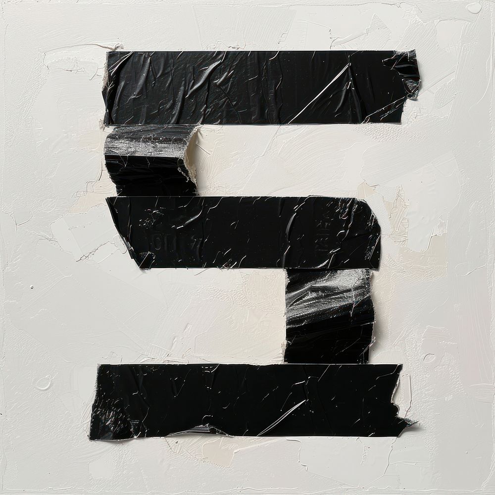 Tape letters number 5 black white letterbox.