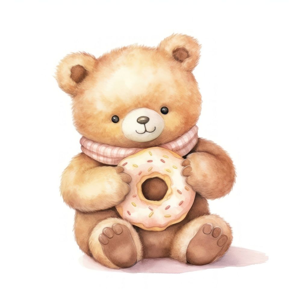 Bear hugging donut cartoon cute toy.
