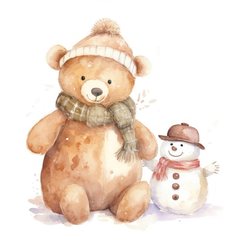 Teddy bear snowman winter mammal.