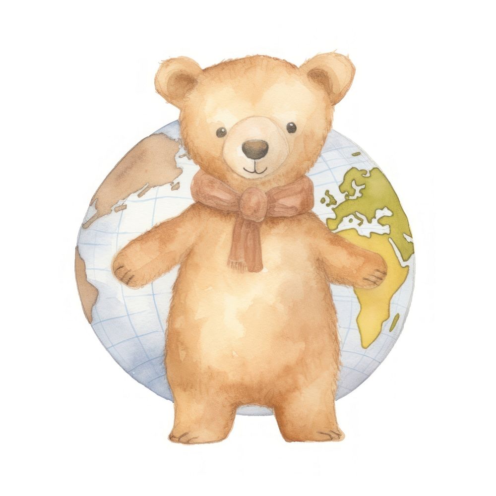 Teddy bear mammal globe space.
