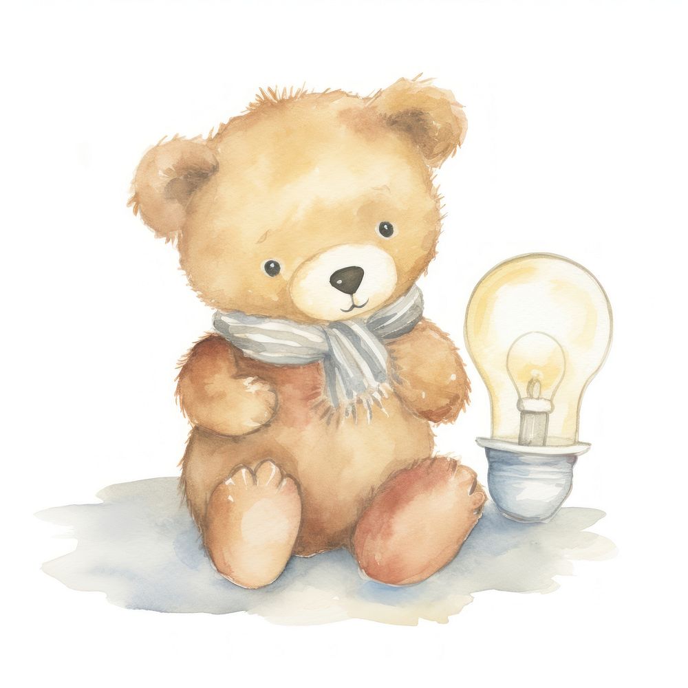 Teddy bear light lightbulb cute.