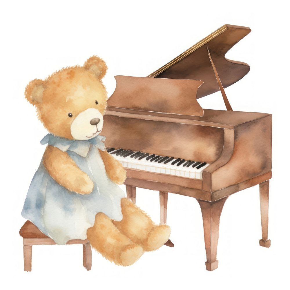 Teddy bear piano keyboard cute.