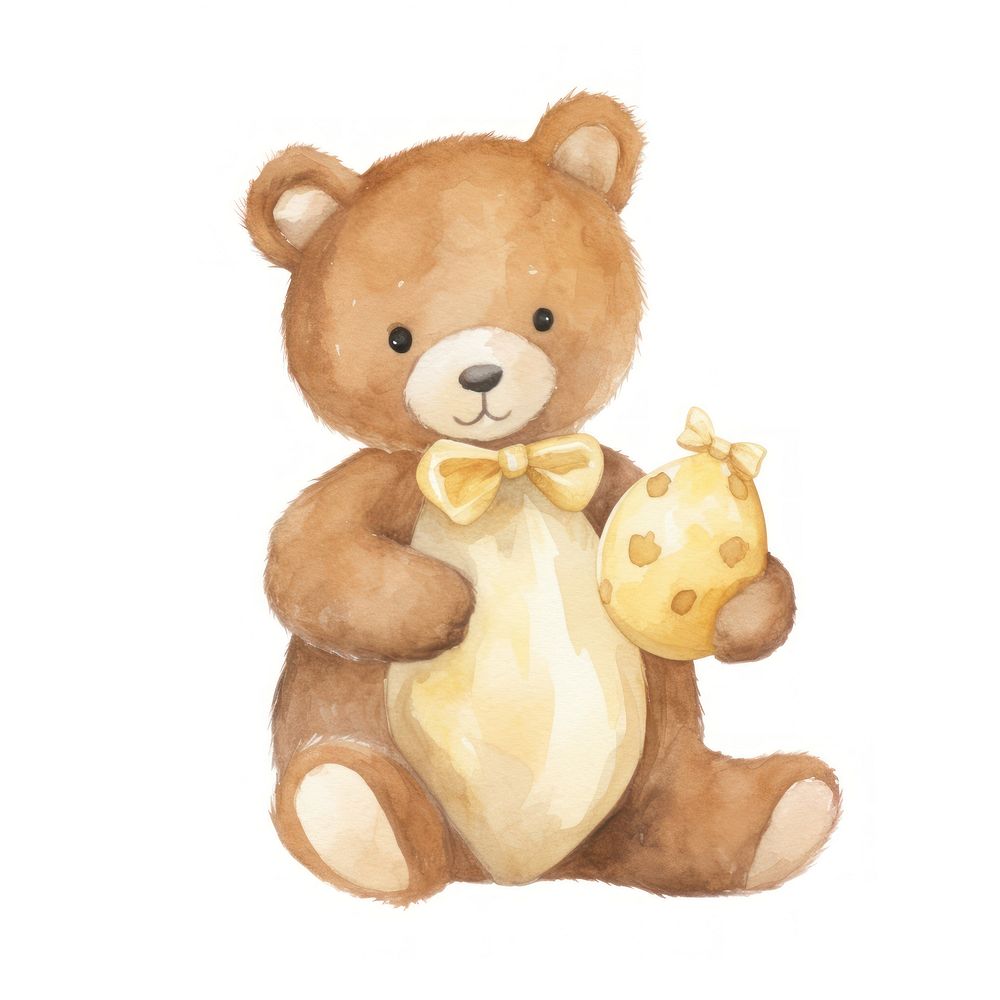 Teddy bear cute toy white background.