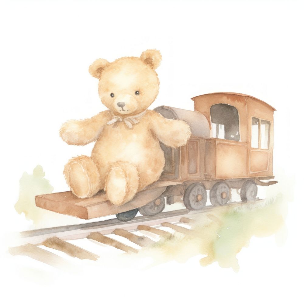 Teddy bear vehicle train cute.