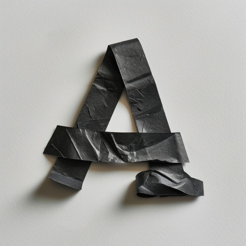 Tape letters A origami black paper.