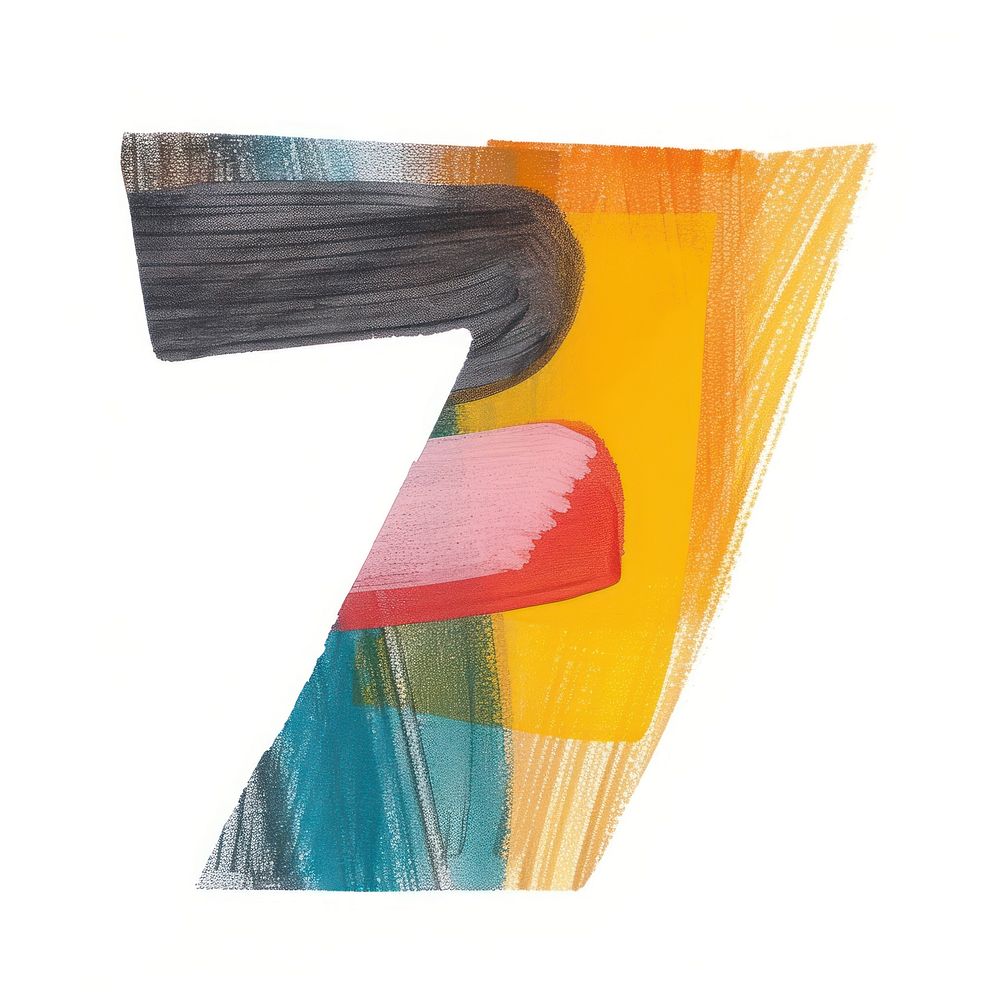 Cute number letter 7 art brush text.