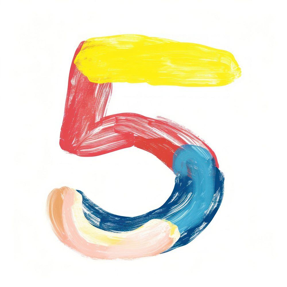 Cute number letter 5 art abstract painting.