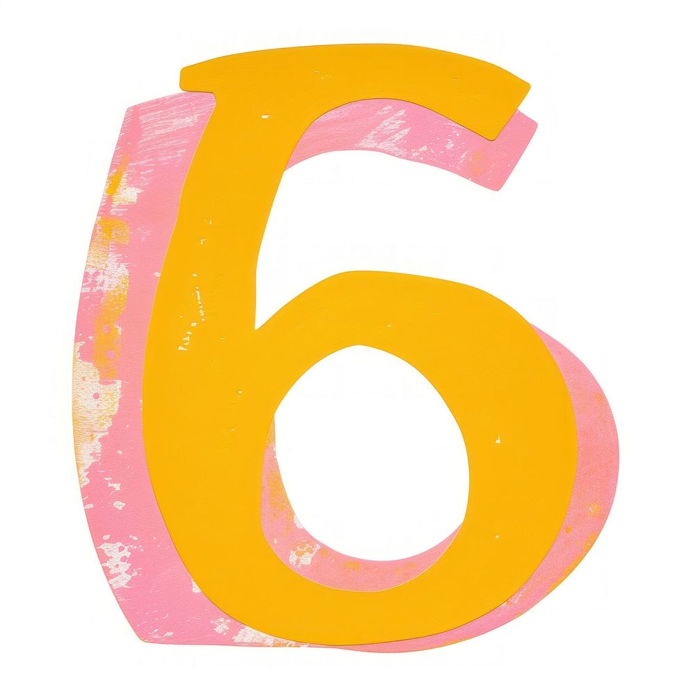 Cute number letter 6 text symbol white background.