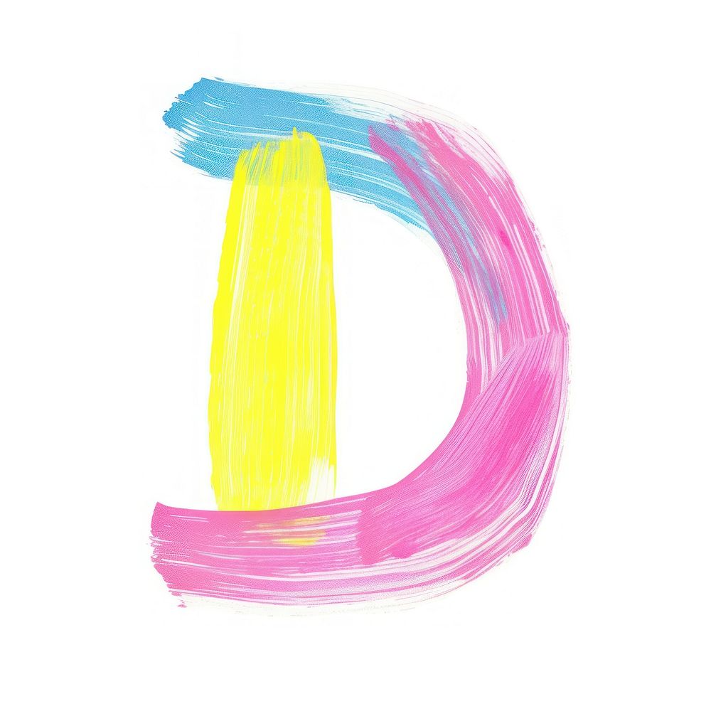 Cute letter D abstract purple brush.
