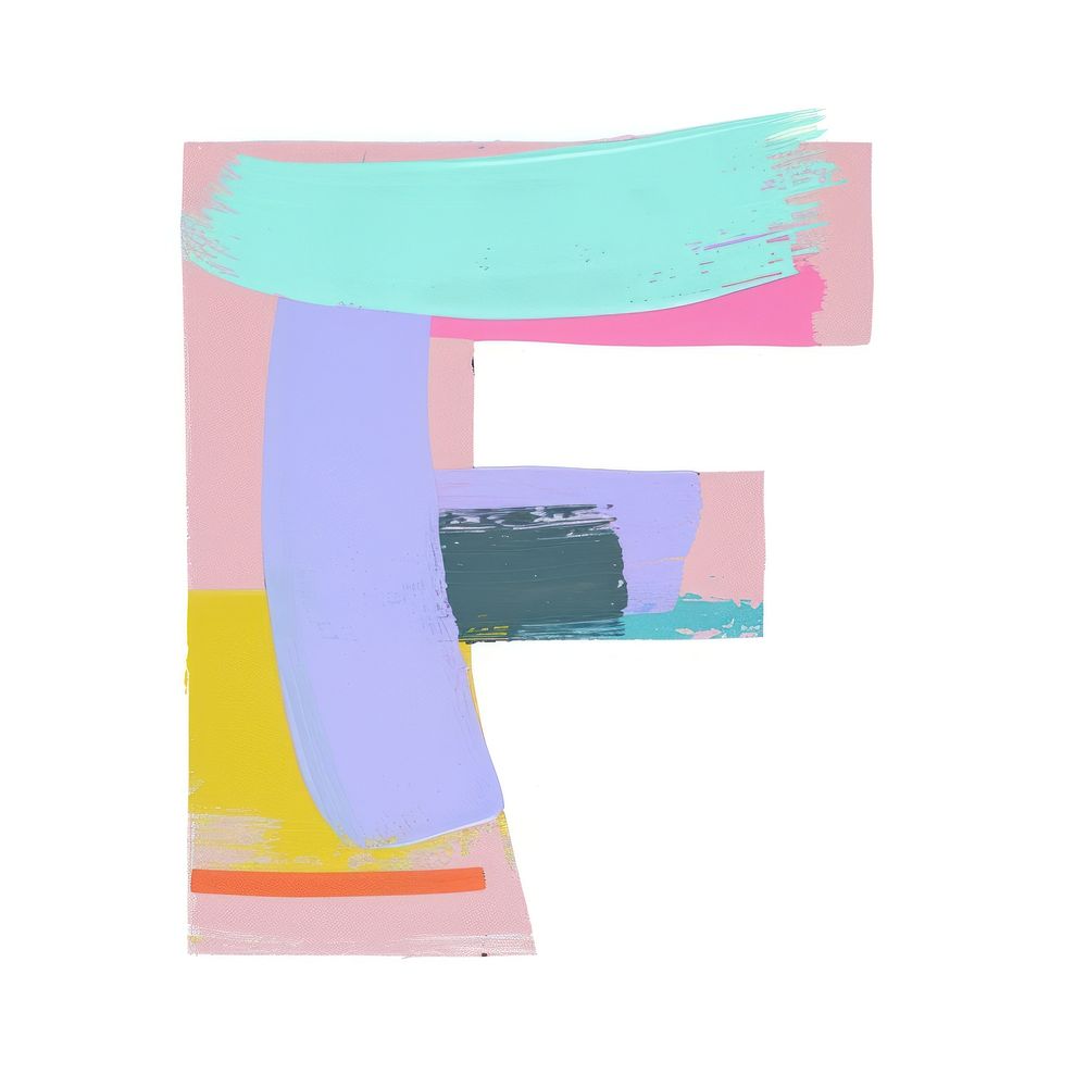 Cute letter F art painting text.
