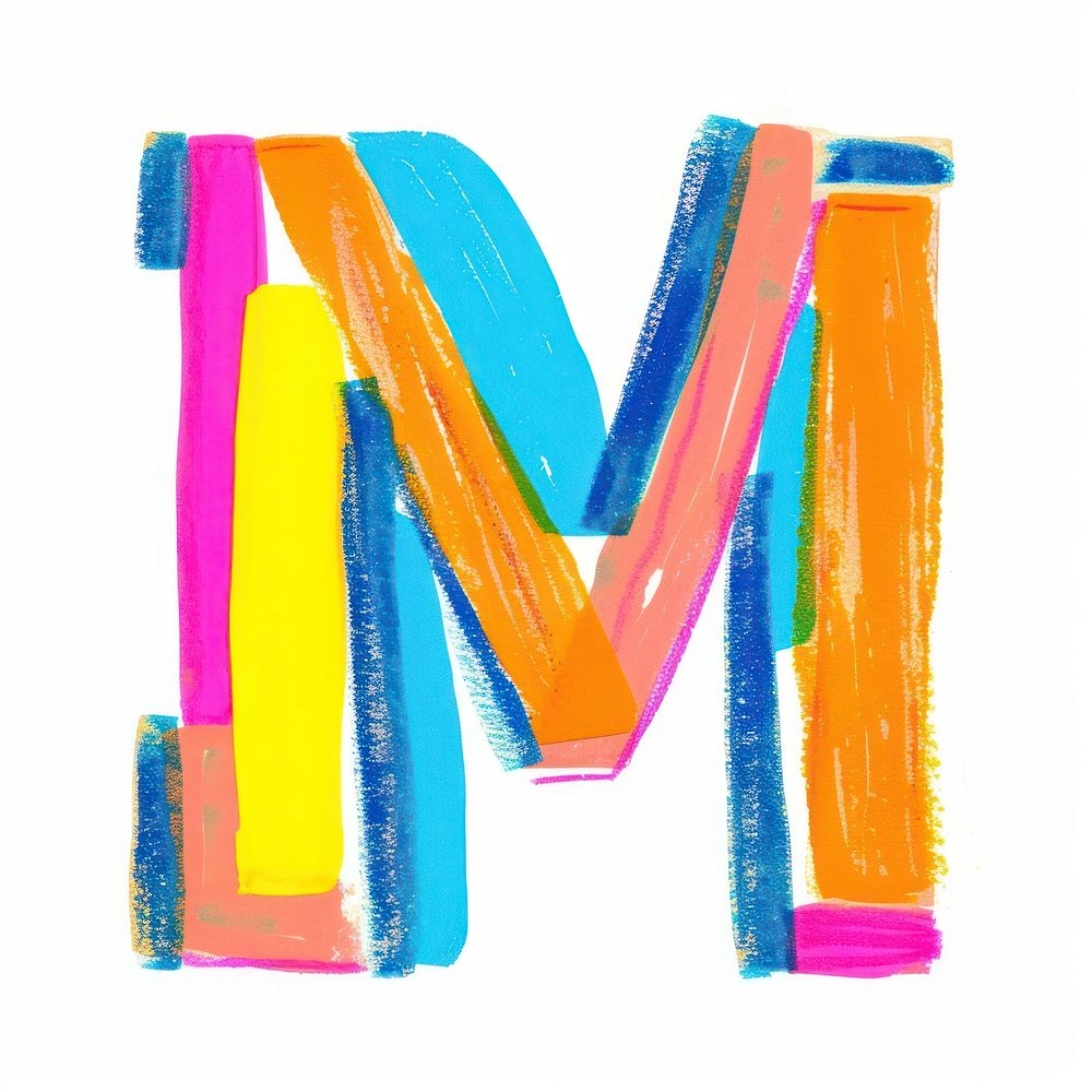 Cute letter M art alphabet brush.
