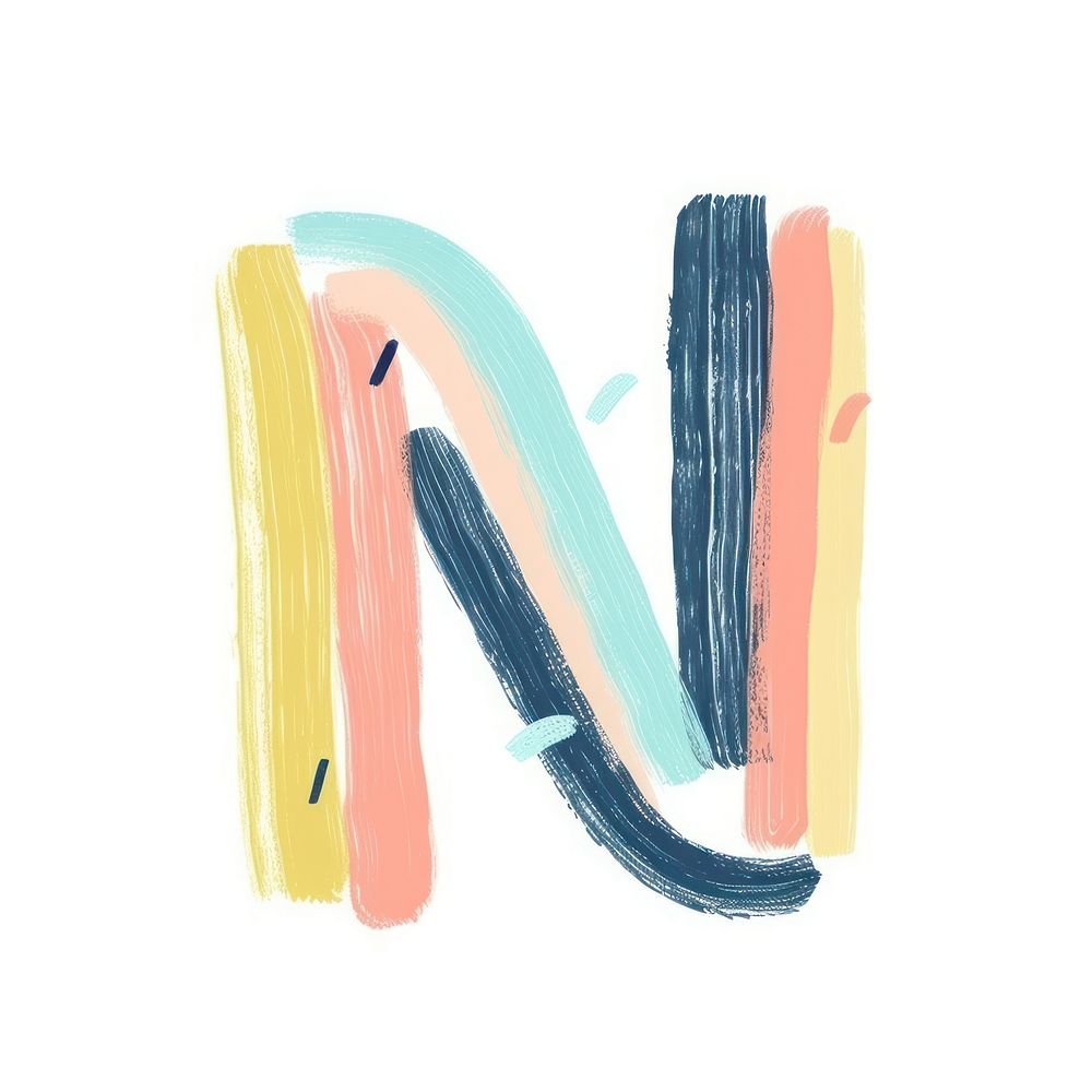 Cute letter N text painting brush.
