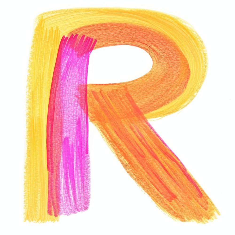 Cute letter R text brush art.