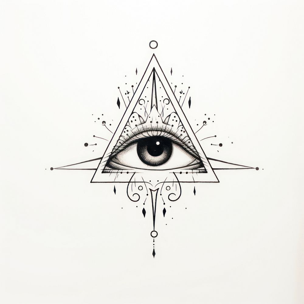 Celestial third eye triangle drawing sketch line.