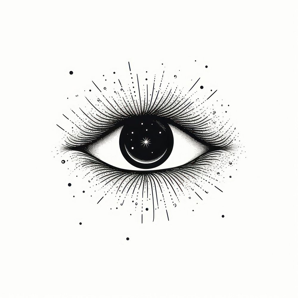 Celestial eye icon drawing sketch line.