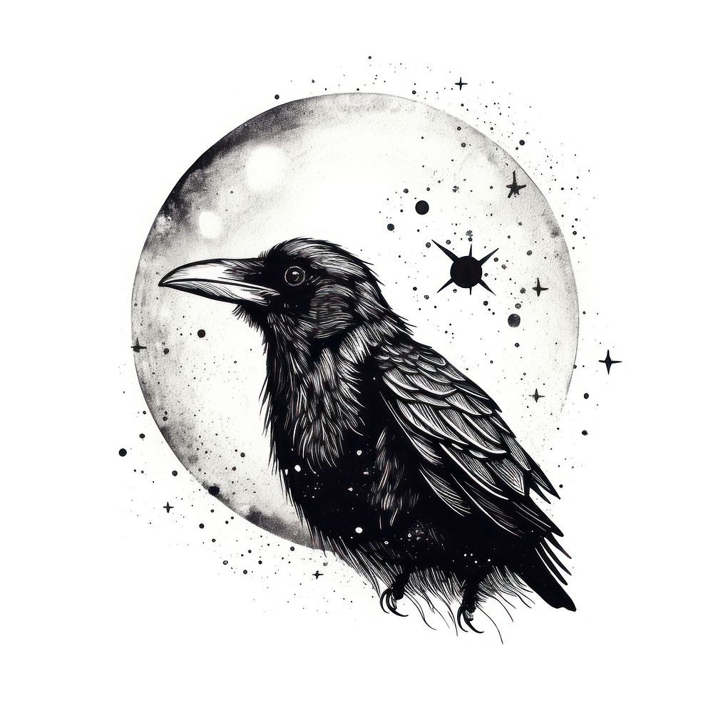Crow drawing animal sketch.