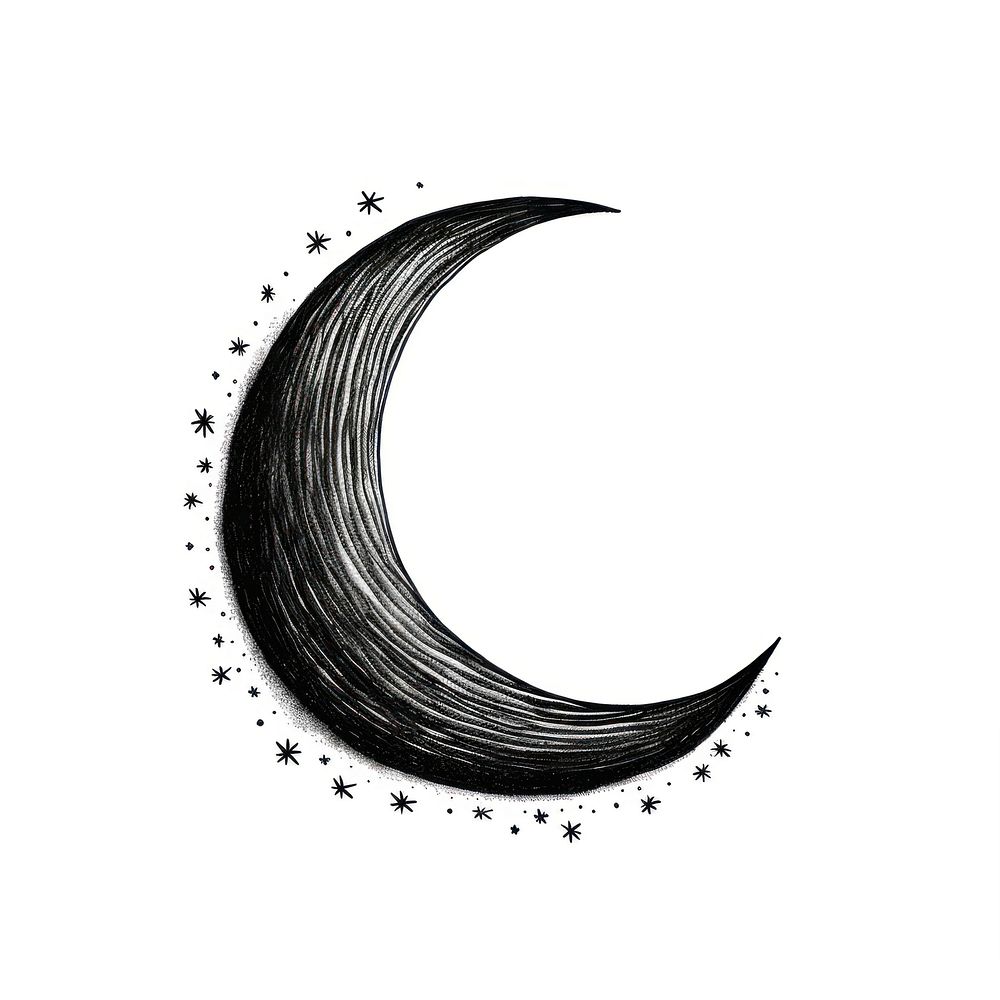 Celestial crescent moon astronomy drawing nature.