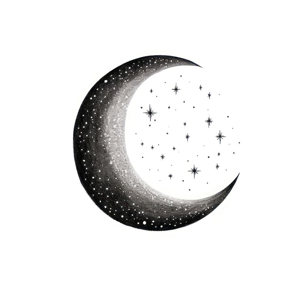 Celestial crescent moon astronomy drawing space.