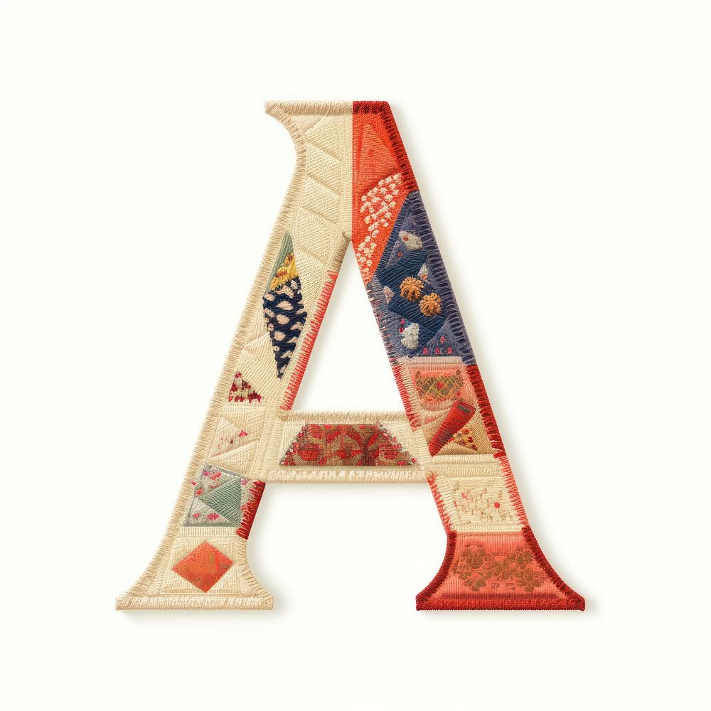 Patch letter A art white background patchwork.