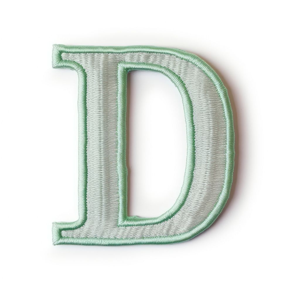 Patch letter D text white background textile.