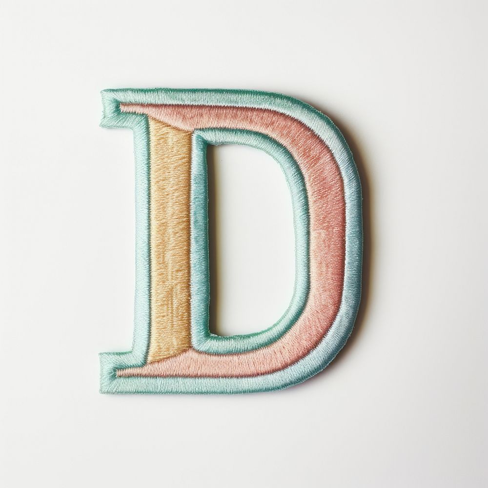 Patch letter D white background creativity pattern.