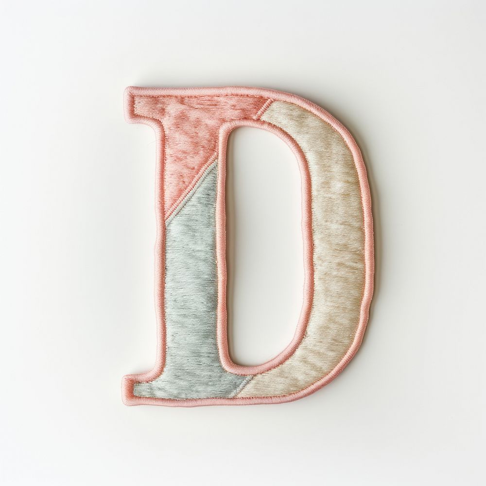 Patch letter D white background creativity pattern.