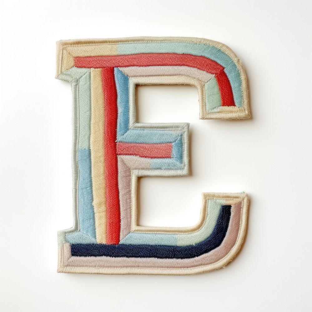 Patch letter E text white background creativity.