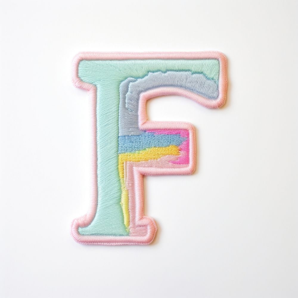 Patch letter F pattern white background representation.
