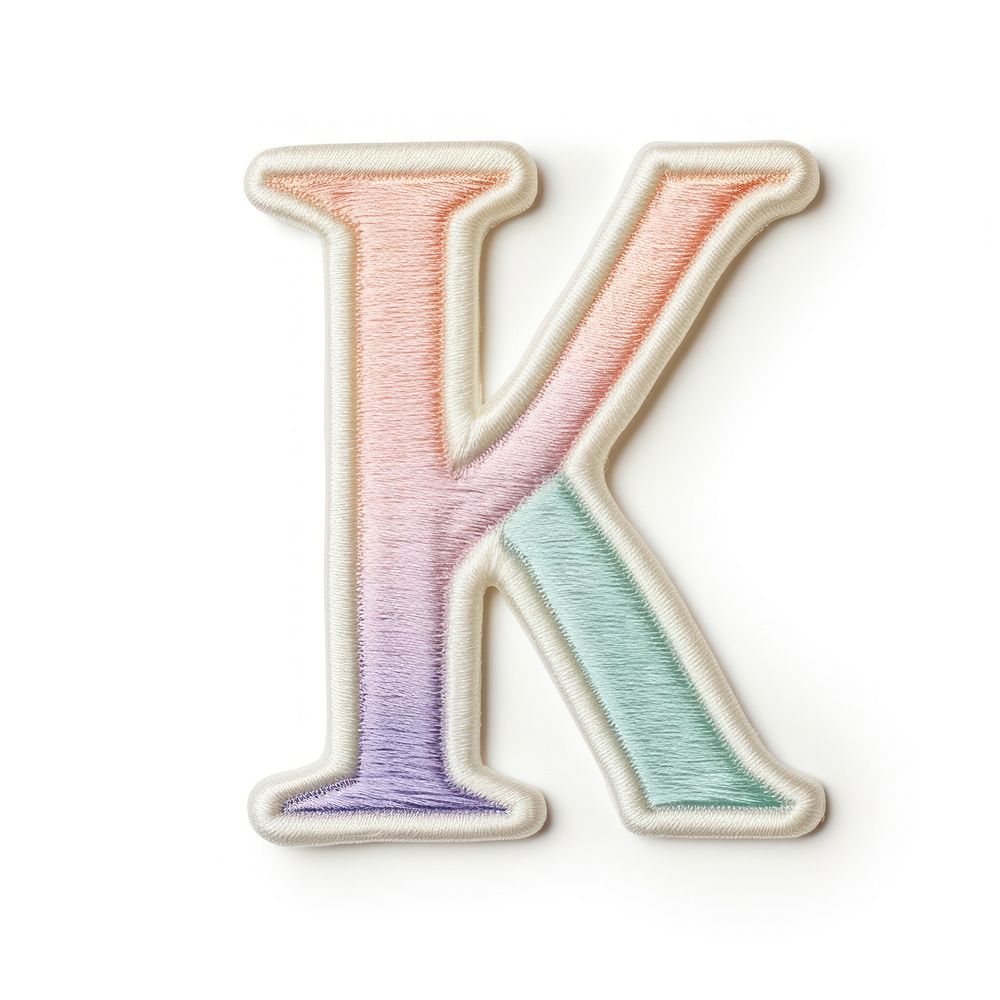 Patch letter K text white background creativity.