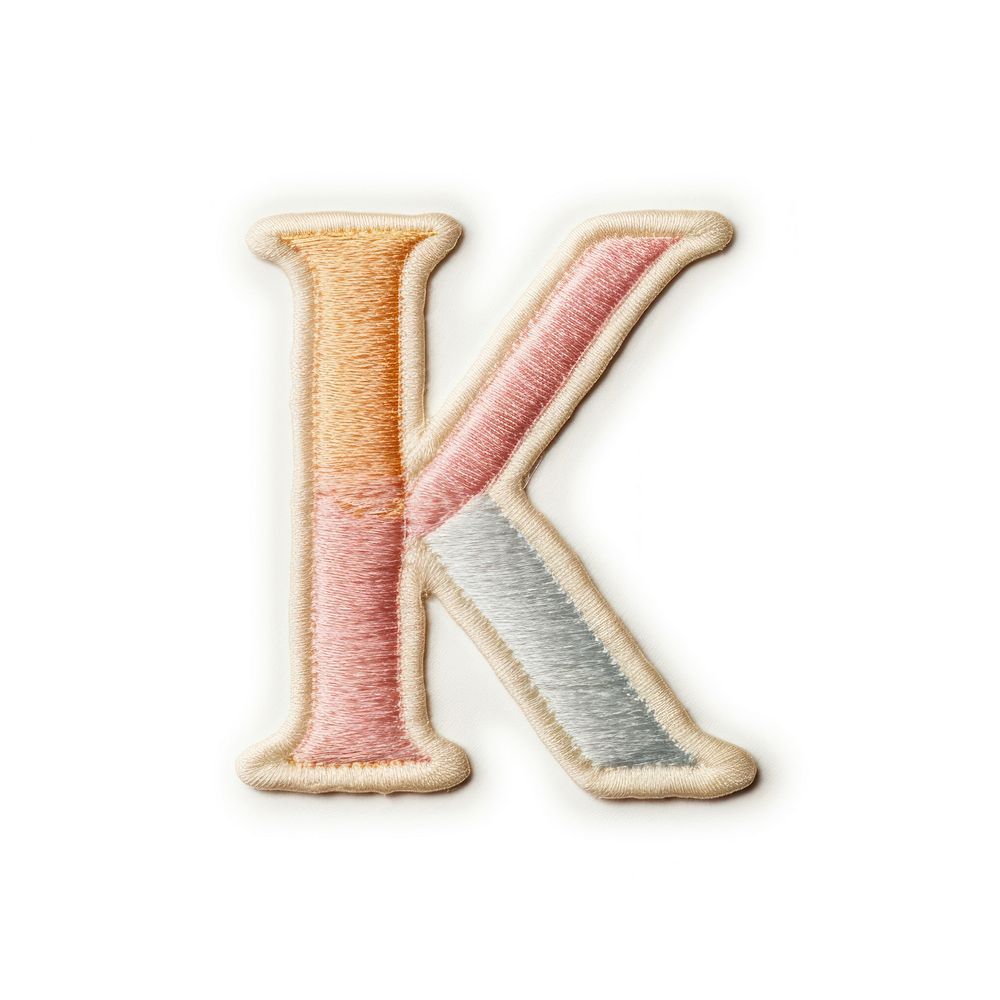 Patch letter K text white background confectionery.