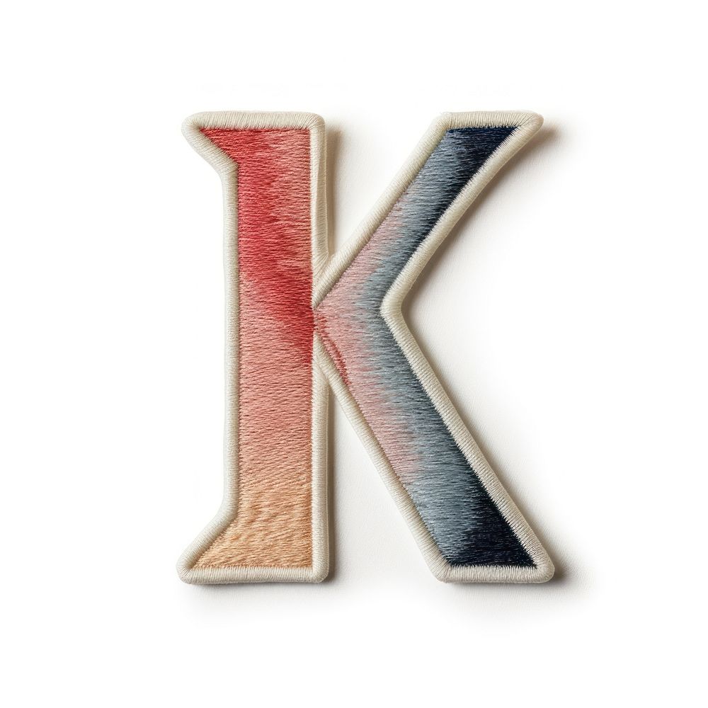 Patch letter K text white background pattern.