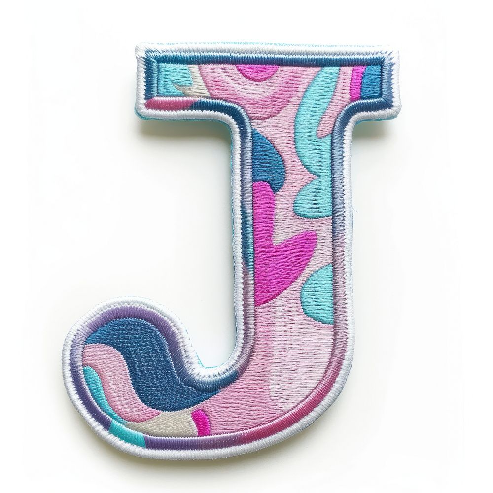Patch letter J pattern text white background.