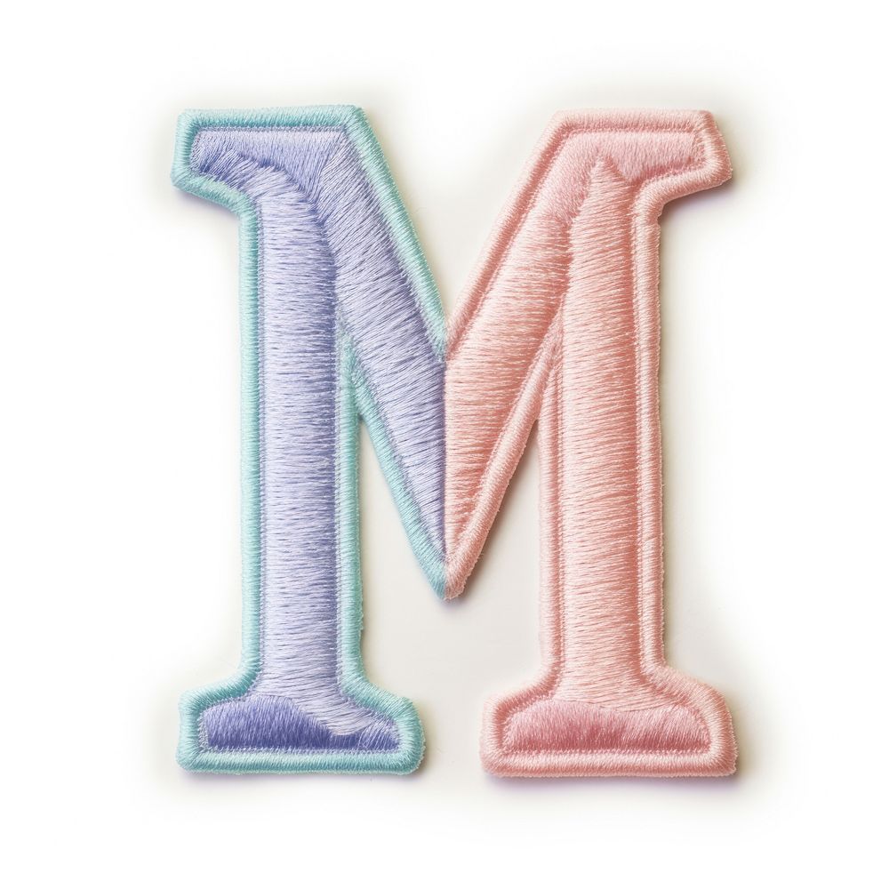 Patch letter M text white background creativity.