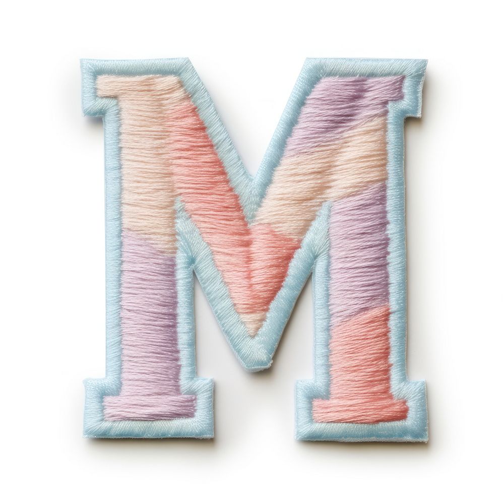 Patch letter M pattern white background creativity.
