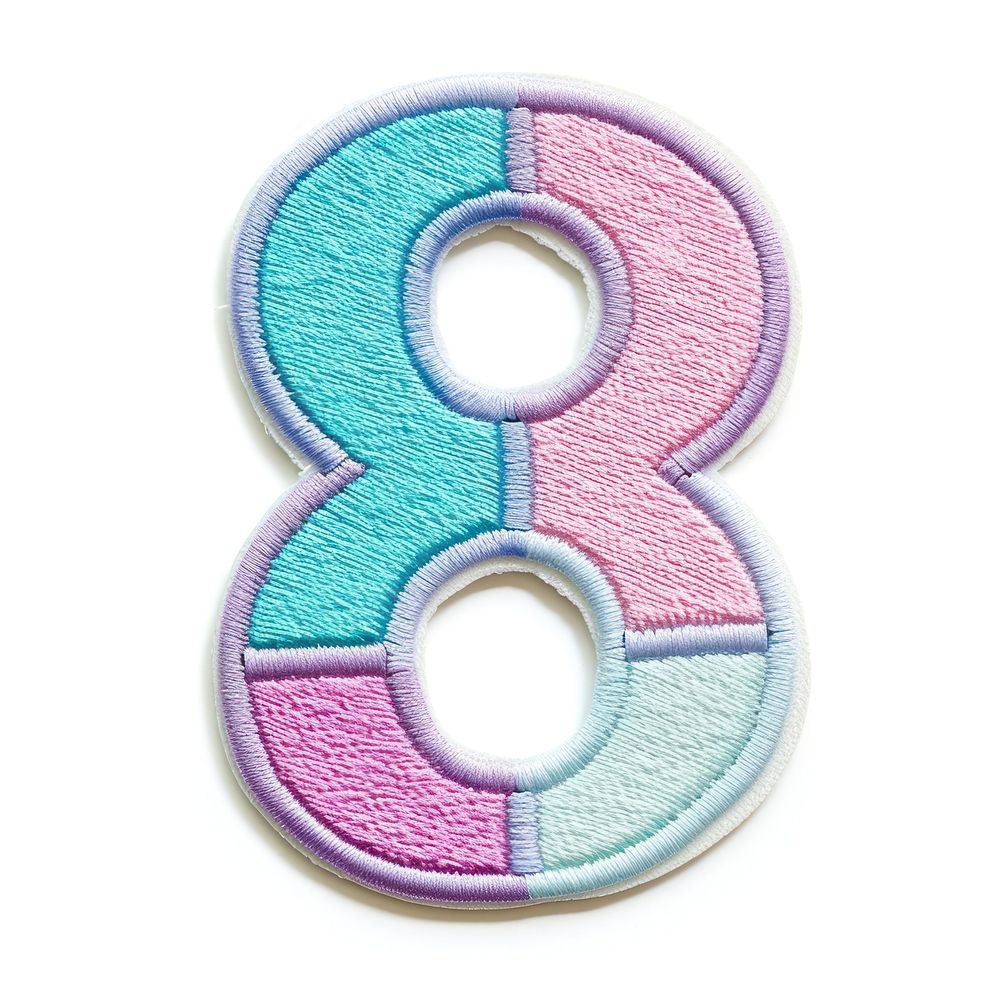 Patch letter number 8 white background creativity textile.